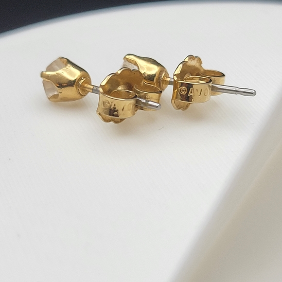 Avon Gold-Tone Stud Earrings with Champagne Stones - Women Jewelry - Picture 7 of 10